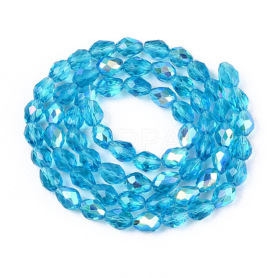 Transparent Electroplate Glass Beads Strands EGLA-N023-6x8mm-A07-1