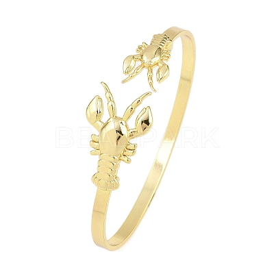 Marine Organism Brass Cuff Bangles for Women BJEW-D368-03G-G-1