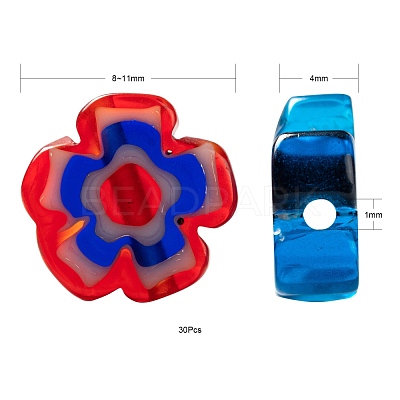 30Pcs Handmade Millefiori Glass Beads LAMP-FS0001-02C-1