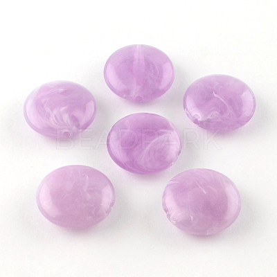Flat Round Imitation Gemstone Acrylic Beads OACR-R051-11-1