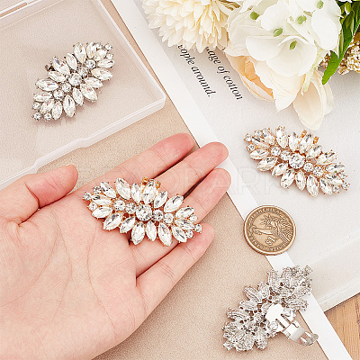 4Pcs 2 Colors Alloy Crystal Rhinestone Shoe Decoration AJEW-PH0004-48-1