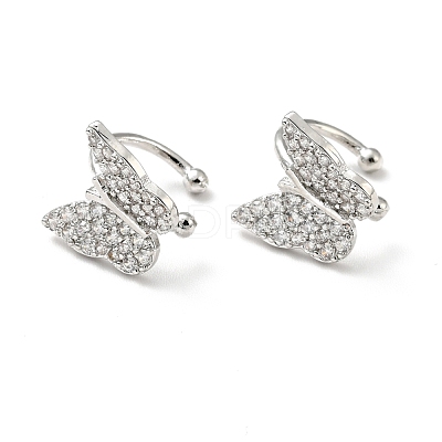 Clear Cubic Zirconia Butterfly Cuff Earrings EJEW-G295-15P-1