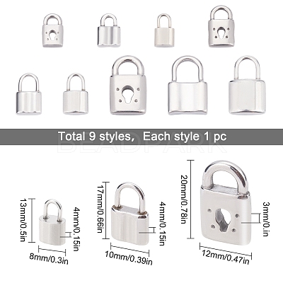 9Pcs 9 Style 304 Stainless Steel Pendants STAS-SC0002-38P-1