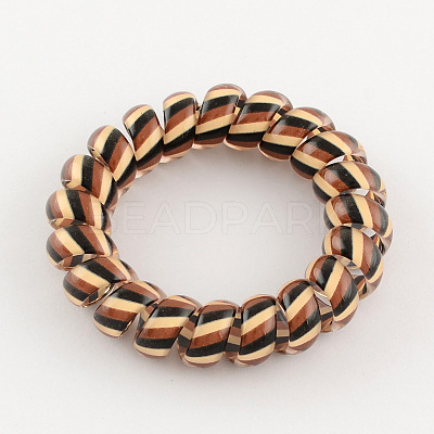 Printed Plastic Telephone Cord Elastic Hair Ties OHAR-R111-12-1