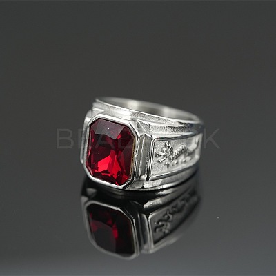Rectangle 304 Stainless Steel with Cubic Zirconia Finger Rings for Men FS-WG909F6-40-1