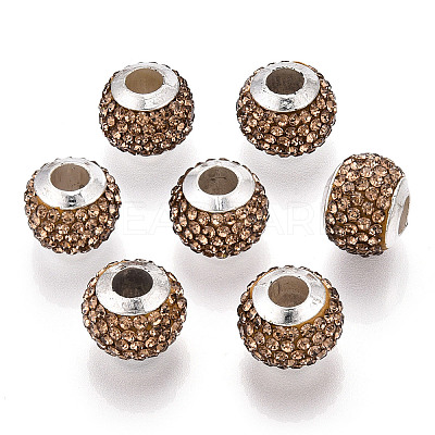 Handmade Polymer Clay Rhinestone European Beads RB-N053-001-09-1