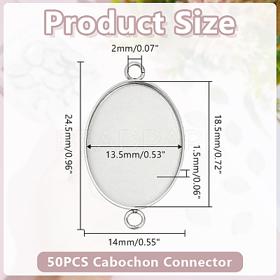 50Pcs 304 Stainless Steel Cabochon Connector Settings STAS-HY0001-87-1
