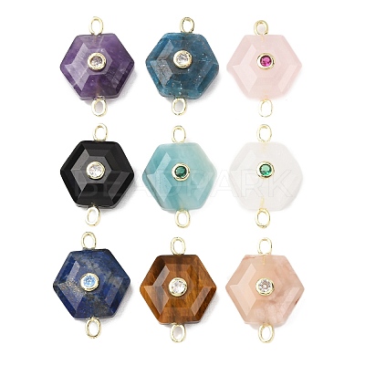 Faceted Natural Mixed Stone Carved Links G-T146-01G-1