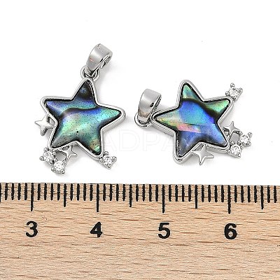 Natural Paua Shell Star Pendants KK-U043-22P-01-1