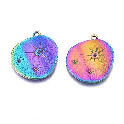 Rack Plating Rainbow Color 304 Stainless Steel Pendants Rhinestone Settings STAS-S119-121-1