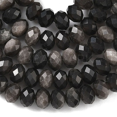 Natural Silver Sheen Obsidian Bead Strands G-D344-A10-1