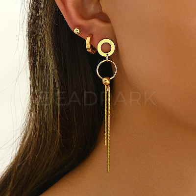 Stainless Steel Ring Tassel Earrings Sets OV1980-1-1