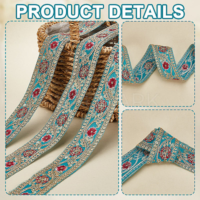 Sparkle Polyester Flower Embroidery Ribbons SRIB-WH0011-266C-1