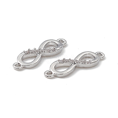 Brass Micro Pave Clear Cubic Zirconia Connector Charms KK-E068-VB387-1
