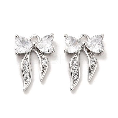 Brass Micro Pave Clear Cubic Zirconia Charms KK-C054-14P-1