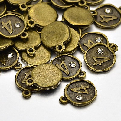 Antique Bronze Plated Alloy Rhinestone Charms ALRI-J153-04-NF-1