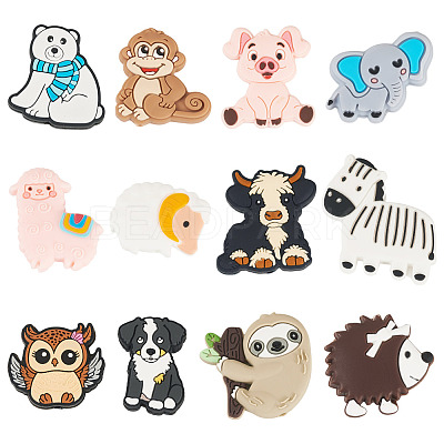 Cartoon Animals Silicone Beads SIL-TA0002-70-1