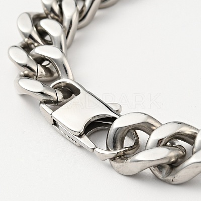 Non-Tarnish 201 Stainless Steel Curb Chain Bracelet for Men Women BJEW-H550-06A-P-1