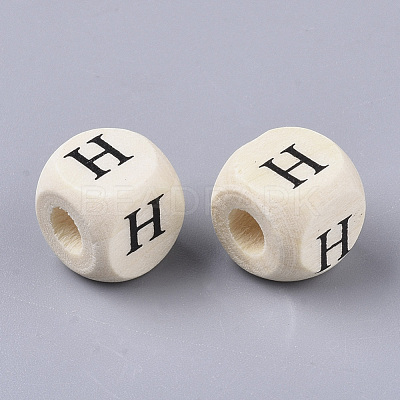 Printed Natural Wood Beads WOOD-T026-001H-1