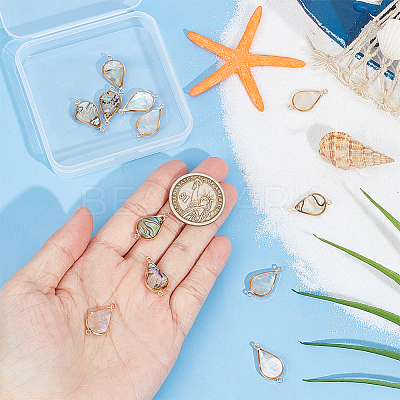 12Pcs 2 Colors Shell Paper Resin Connector Charms KK-BC0012-72-1