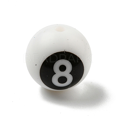 Round with Black Number 8 Silicone Focal Beads SIL-R013-01I-1