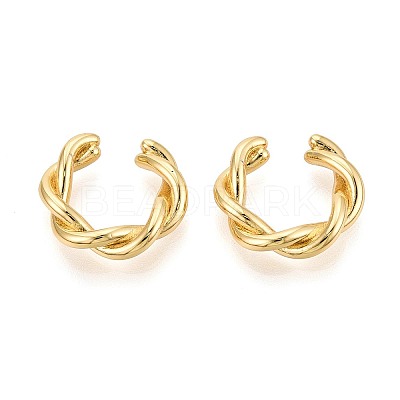 Twist C-Shaped Brass Cuff Earrings EJEW-T049-01G-1