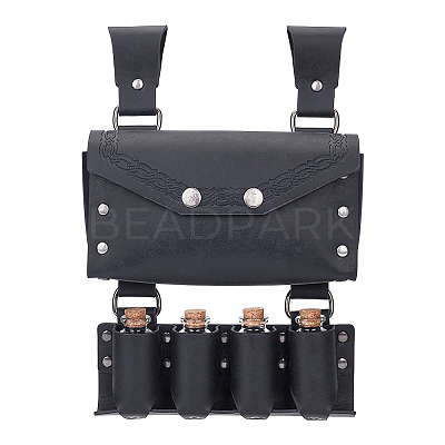 PU Imitation Leather Waist Belt Bag with 4 Cork Glass Bottles AJEW-WH0678-31A-1