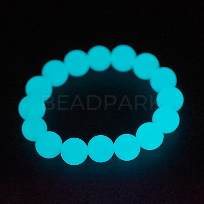 Synthetic Luminous Stone Beaded Stretch Bracelet BJEW-P203-8mm-01A-1
