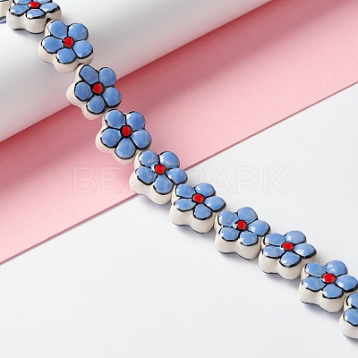 Handmade Porcelain Flower Beads Strands PORC-F003-01B-1