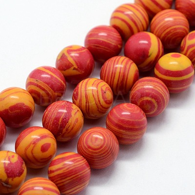 Synthetic Malachite Beads Strands G-I199-32-6mm-1