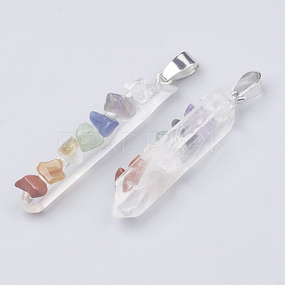 Chakra Natural Quartz Crystal Pointed Pendants X-G-T097-06-1