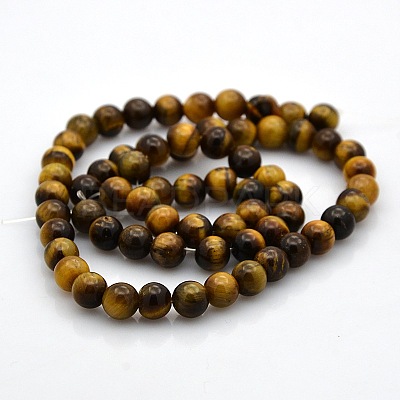 Natural Tiger Eye Round Beads Strands G-N0120-14-6mm-1