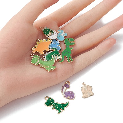 10Pcs 10 Styles Alloy Enamel Pendants ENAM-YW0003-25-1