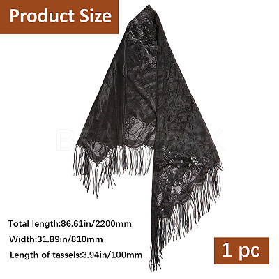 Lace Flower Detachable Polyester Shawl AJEW-WH20072-43C-1