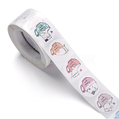 500 Adorable Round Cartoon Stickers in 6 Designs DIY-B010-01-1