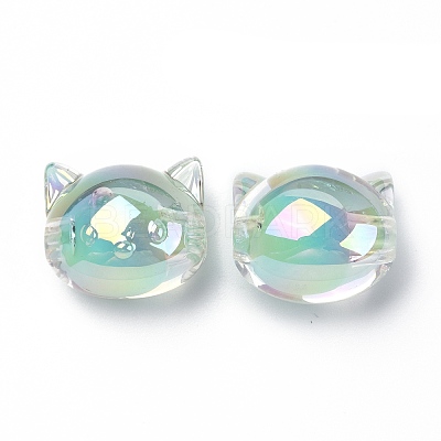 UV Plating Rainbow Iridescent Acrylic Beads OACR-H015-05D-1