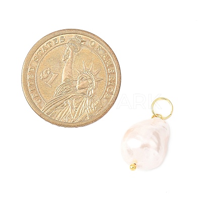 Electroplated Glass Imitation Pearl Pendants PALLOY-JF04579-02-1