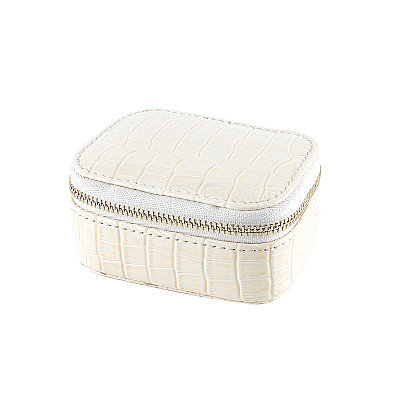 Rectangle PU Leather Jewelry Storage Zipper Boxes PAAG-PW0007-04C-1