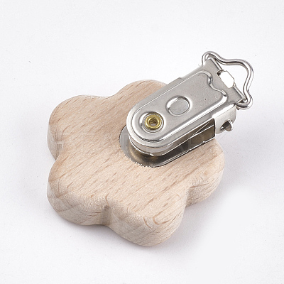 Beech Wood Baby Pacifier Holder Clips WOOD-T015-12-1