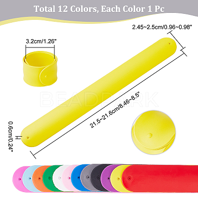 12Pcs 12 Style Silicone Slap Bracelets Set BJEW-NB0001-07-1