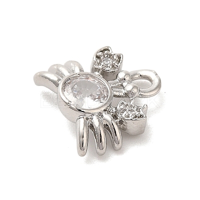 Marine Animal Theme Platinum Brass Micro Pave Clear Cubic Zirconia Pendants KK-U031-01P-07-1