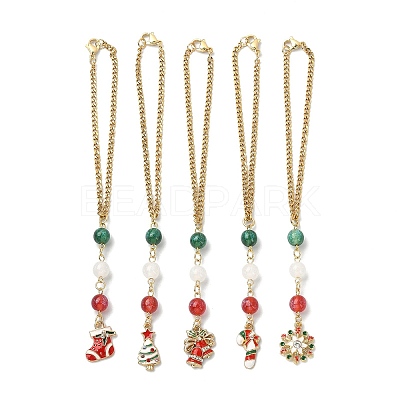 Christmas Alloy Enamel Pendant Decorations HJEW-JM01153-1
