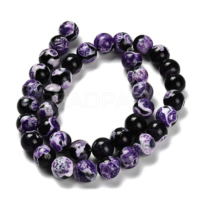 Dyed Natural Fire Crackle Agate Beads Strands G-G203-10E-10mm-1