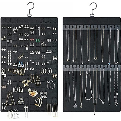 Felt Double Sided Hanging Jewelry Rolls for Earrings Necklaces Bracelets PW-WG35DBD-01-1