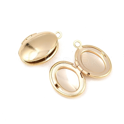 Oval Brass Locket Pendants KK-K414-12E-G-1