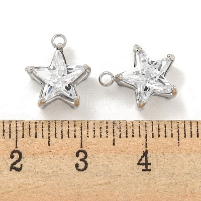 304 Stainless Steel Cubic Zirconia Pendants STAS-L278-008P-1