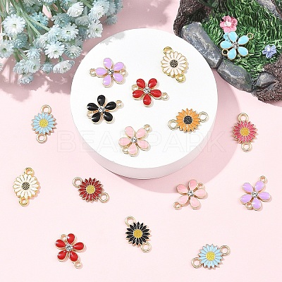 36Pcs 8 Styles Zinc Alloy Enamel Links Connectors ENAM-YW0008-48-1