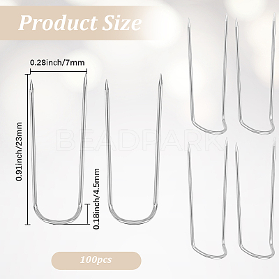 100Pcs Stainless Steel U Shaped Cloth Locating Needle for Sewing Quilting Crafts and Embroidery DIY-SP0007-55P-1