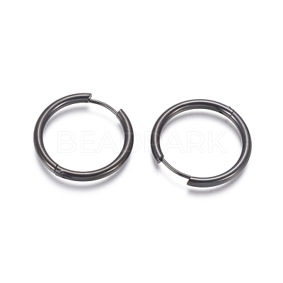 304 Stainless Steel Huggie Hoop Earrings EJEW-F111B-25mm-B-1