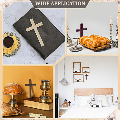 6Pcs 3 Colors Wood Cross Wall Decoration DJEW-ME0001-09-1